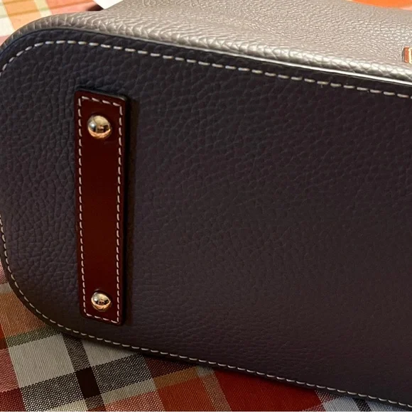 Dooney & Bourke Taupe Leather Hobo Bag - Picture 3 of 13